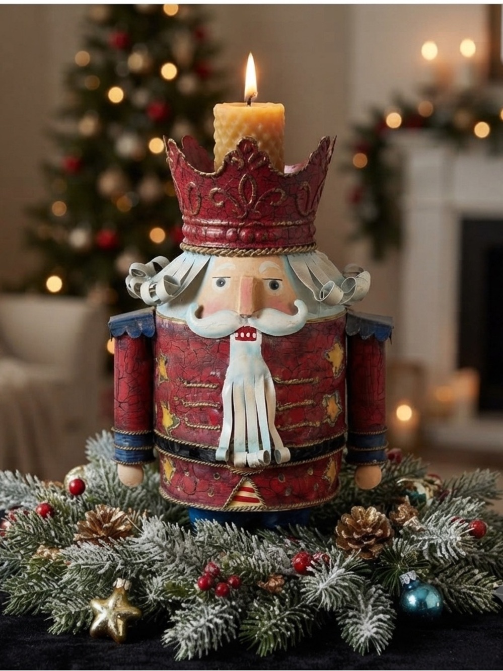 Vintage Festive Red Nutcracker Figurine tea light/candle holder